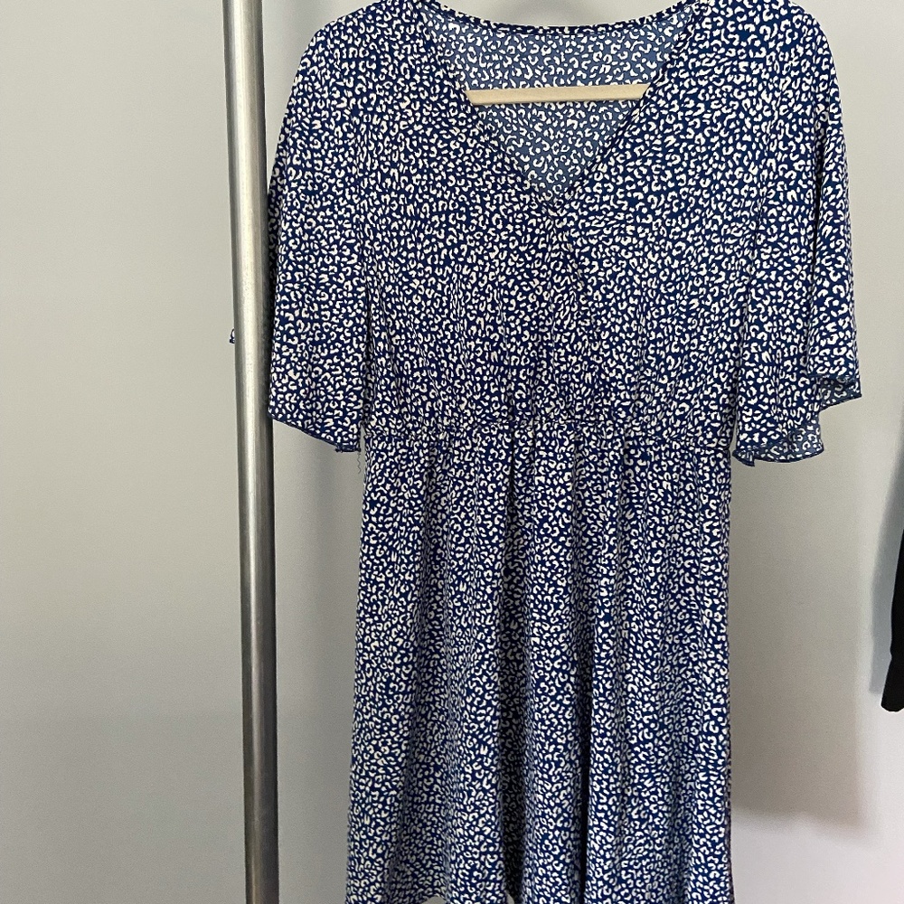 Blue leopard print dress